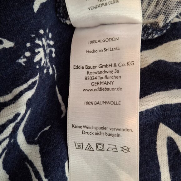 Eddie Bauer Beachy Maxi Blue Geo Print Empire High Waist Cool Cotton Dress Sz M - Picture 11 of 14